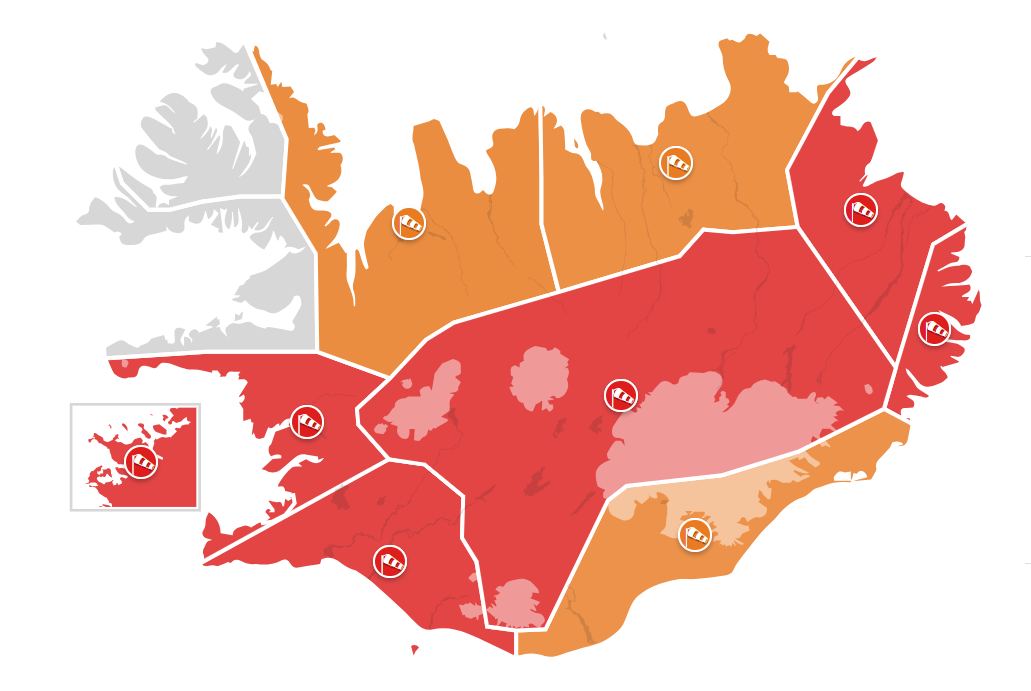 Viðvörum veðurstofunnar vegna fimmtudagsins 6. febrúar kl. 8:00. 