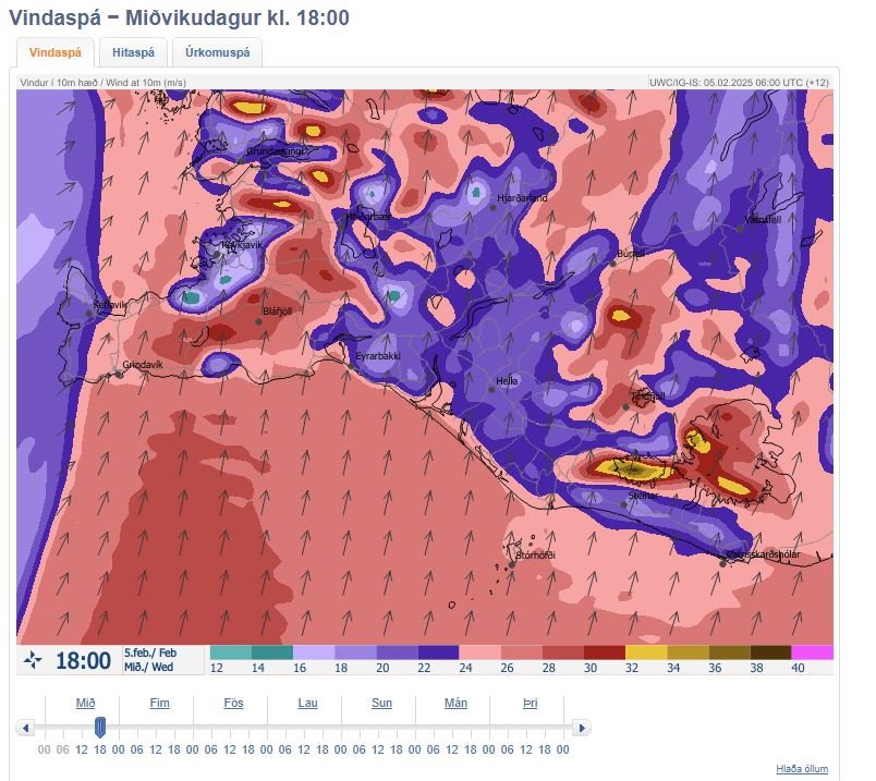 Veðurspáin er afar slæm fyrir daginn í dag og fram á morgundaginn. 